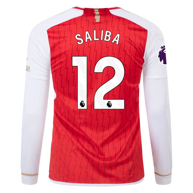 Levné Fotbalové Dresy Arsenal 2023-2024 Dlouhý Rukáv SALIBA #12 Domácí