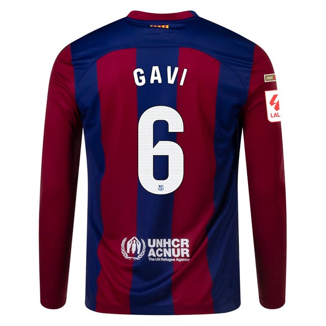 Levné Fotbalové Dresy FC Barcelona 2023-2024 Dlouhý Rukáv GAVI #6 Domácí